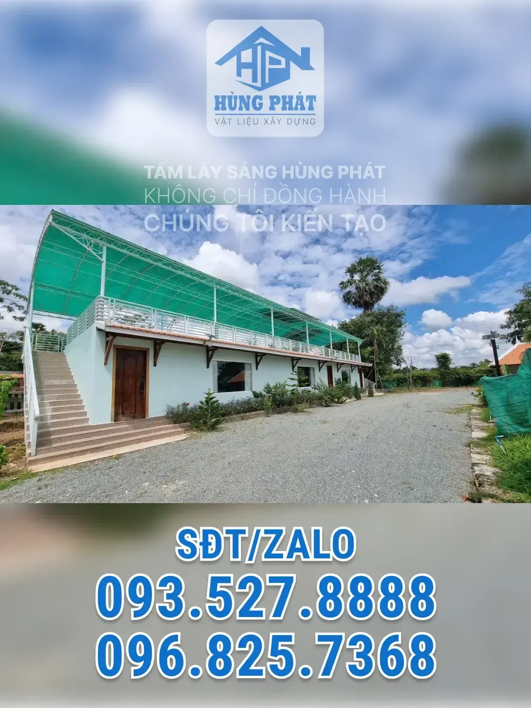 Thi công mái lợp poly rỗng tại Bình Dương – Hùng Phát