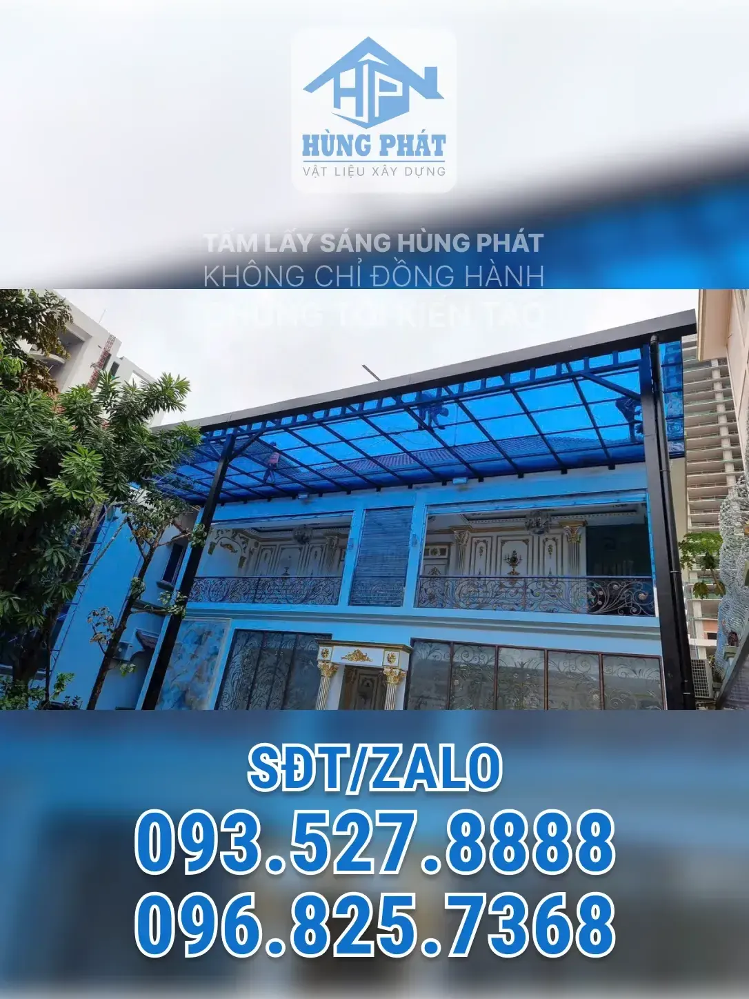 Thi công mái che showroom tại Bình Dương – Hùng Phát