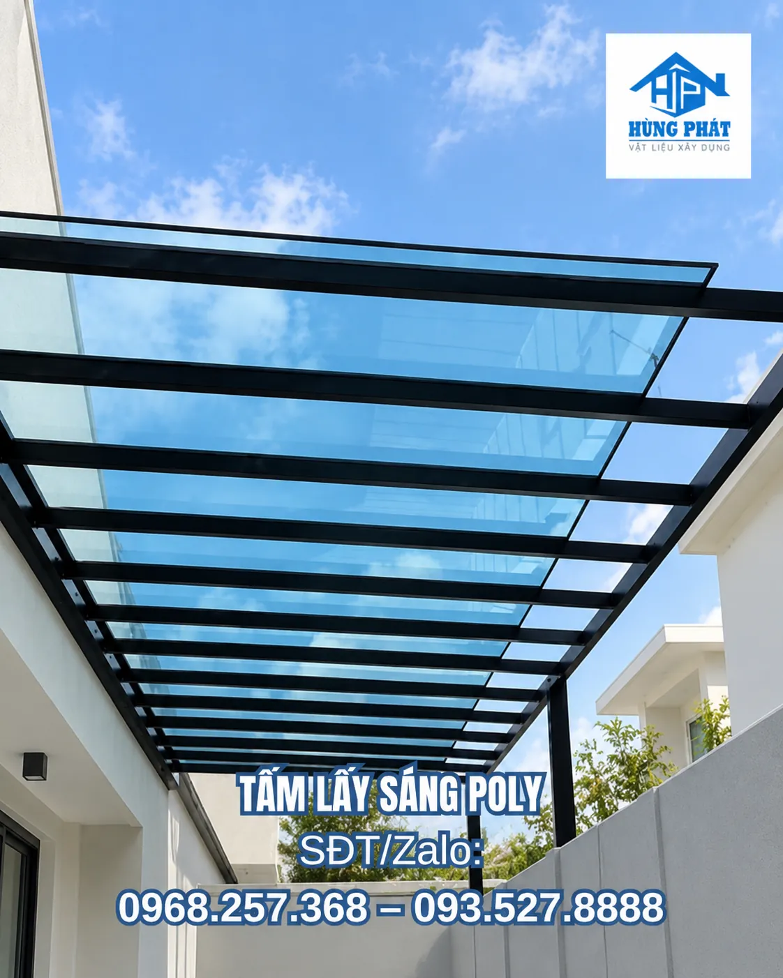 Mái che lối đi lợp tấm lấy sáng poly